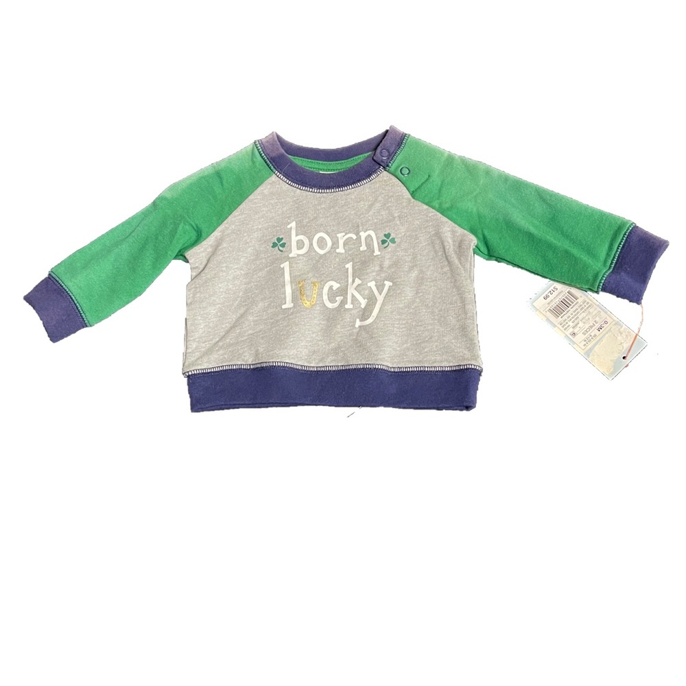 Cat & Jack Baby Boy Outfit St. Patrick’s Day Born Lucky Shirt 3 Month